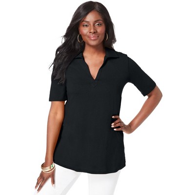 Jessica London Women's Plus Size Stretch Cotton Polo Tee
