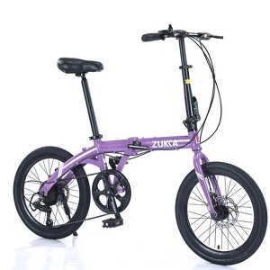 Aukfa 20-Inch 7-Speed Lightweight Aluminum Frame Dual Disc Brake Foldable City Bike, Commuter Bike - 1 of 4
