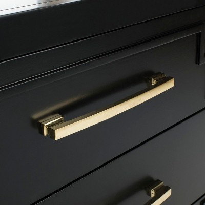 Transitional Black and Gold 3-Drawer Chest with Carved Details
