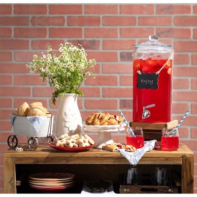2 Gallon Clear Glass Beverage Dispenser with Stainless Steel Spigot