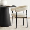 35" Modern Dining Set for 2,Wooden Round Dining Table with Upholstered Boucle Dining Chair Arm  for Small Space Dining Room - 4 of 4