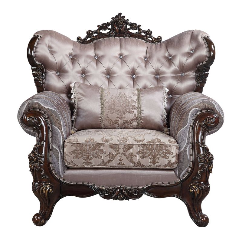 46&#34; Benbek Accent Chair Fabric/Antique Oak Finish - Acme Furniture, 2 of 6
