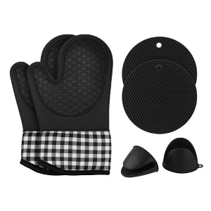 REGALWOVEN Oven Mitts and Pot Holders Sets of 6 Heat Resistant Kitchen Oven Gloves Sets with Non-Slip Silicone for Kitchen - 1 of 4