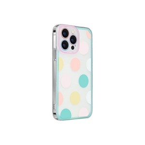 SaharaCase PolkaDot Hybrid-Flex Hard Shell Case for Apple iPhone 14 Pro Max Clear/Pink/Teal - 1 of 4