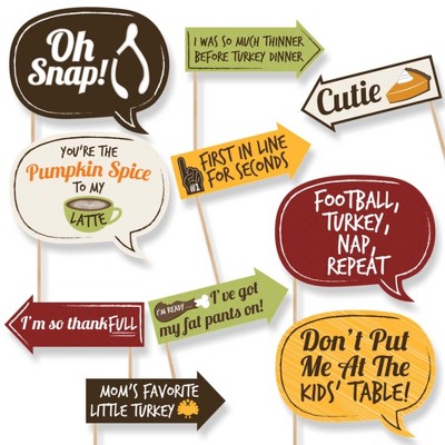 Big Dot of Happiness Funny Turkey Day - Thanksgiving Photo Booth Props - 10 Piece