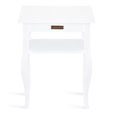 Lillian White Wood End Table with Shelf