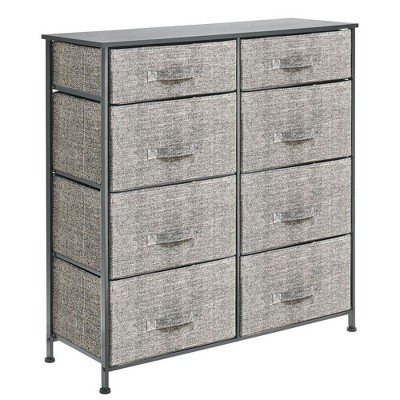 mDesign Narrow 8 Drawer Furniture Storage Organizer Dresser  - Black/Dark Gray