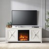 White TV Stand with Log Fireplace Insert - Henn&Hart - 4 of 4
