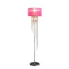 HomeRoots 53" Clear And Silver Crystal And Metal Floor Lamp With Hot Pink Linen Drum Shade - 4 of 4