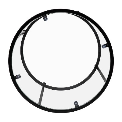 Round Clear Glass End Table with Matte Black Metal Frame