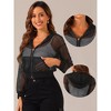 INSPIRE CHIC Women's Zip Up Fashion Mesh Sheer Hoodie Bomber Jackets with Pocket - 2 of 4