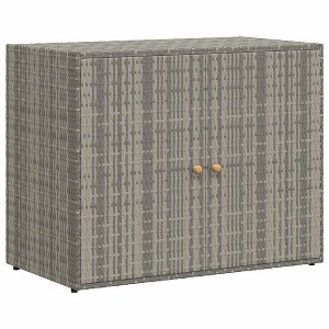 vidaXL Durable Gray Garden Storage Cabinet - Weather-Resistant Poly Rattan Material - Compact and Spacious with Easy Assembly - 1 of 4