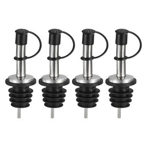 Unique Bargains Bar Supplies Oil Vinegar Dispenser Wine Stainless Steel Bottle Pourers 4 Pcs - 1 of 4