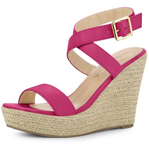 The Kendal Faux Leather Wedge in Hot Pink 5.5 / Hot-Pink