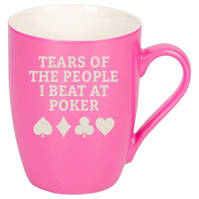 100 North Pink Metallic Finish, 10 Ounce, Comfortably Fits Your Hands, New Bone China Coffee Tea Cup Mug, TEARS OF THE PEOPLE I BEAT AT POKER