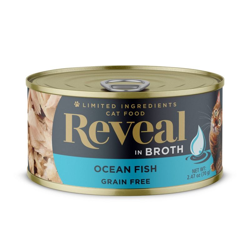 Reveal Pet Food Grain Free Limited Ingredients In a Natural Broth Premium Wet Cat Food Ocean Fish - 2.47oz, 1 of 7