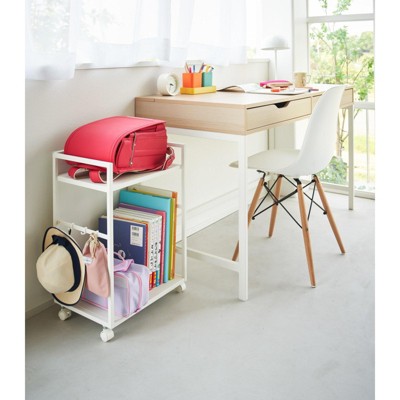 Black Two-Tier Hideaway Storage Cart with Adjustable Shelf