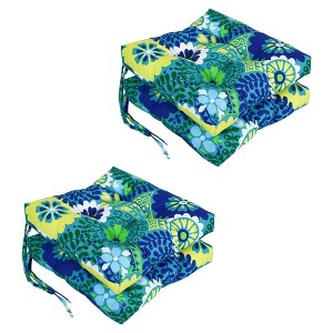 Blazing Needles, 16-inch Spun Polyester Patterned Outdoor Square Tufted Chair Cushions (Set of 4) - 1 of 2