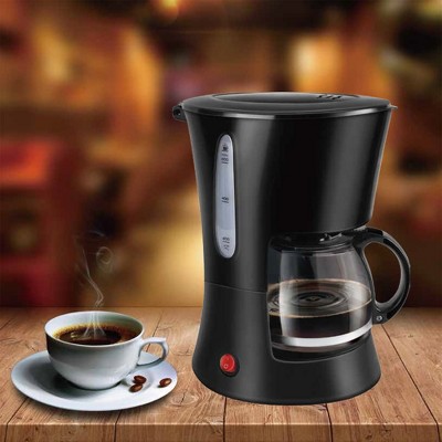 Compact Black Single Serve Drip Coffee Maker with Glass Cup