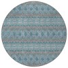 Teal Blue Aqua And Gray Floral Medallion Washable Indoor Outdoor Area Rug - 4 of 4