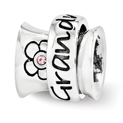 Black Bow Jewelry Sterling Silver with Pink Crystals Grandmother Spinner Bead Charm