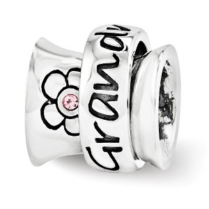 Black Bow Jewelry Sterling Silver with Pink Crystals Grandmother Spinner Bead Charm - 1 of 3
