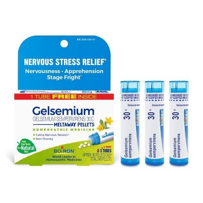 Gelsemium Sempervirens 30C 3 MDT by Boiron Homeopathic Medicine For Nervous Stress Relief  -  3 Pack Pellet