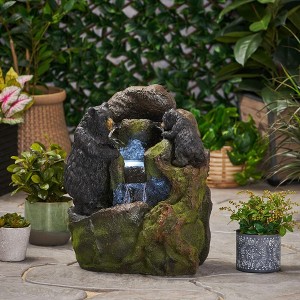 NAYSAYE Fountain Wildlife Two Tier Hand Crafted Design with Cascading Water for Garden Patio Outdoor, Black, 14.5"*23.75"*21.96" - 1 of 4
