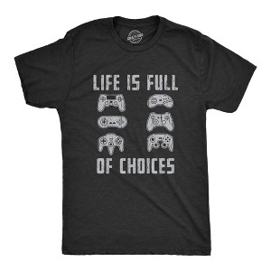 Mens Life Is Full of Choices Tshirt Funny Video Games Joystick Controller Retro Graphic Tee - Crazy Dog Men's T Shirt - 1 of 4