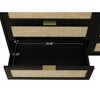 6 Drawer Chest Dresser with Rattan Storage and Pine Legs - Natural Wood Tall Chest of Drawers for Bedroom-Scratch Resistant Buffet Cabinet in Black - 3 of 4