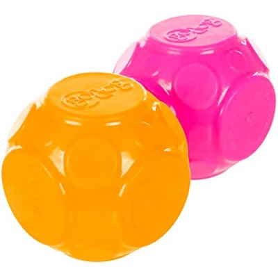 goDog 2-Pack Silent Squeak Ball Dog Toy Set, for Light to Moderate Chewers - Orange/Pink, 2-Pack