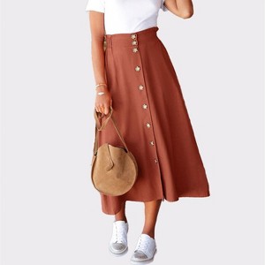 Women's Button Front Midi Skirt - LASCANA - 1 of 4