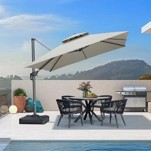 PURPLE LEAF Outdoor Cantilever Umbrellas with Base Large Patio Umbrella Offset Umbrella 360 Degree Rotation - 1 of 4