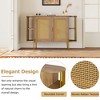 TIRAMISUBEST 2-Door Elegant Curved Buffet Cabinet with Gold Trim, Sideboard Accent Storage Cabinet with Woven Rattan Doors for Dining Room - 4 of 4