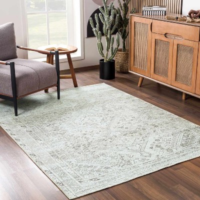 Hauteloom Barny Sage Flat Pile Washable Rug