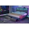 DOMETOUR King Size Upholstered Bed Frame with LED, Charging Station & 2 Drawers, Sturdy, Easy Assembly, No Box Spring Needed, Light Gray - 4 of 4