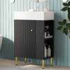 Lyngins 21.6" Storage Bathroom Vanity, Freestanding Vanity with Ceramic Sink & Overflow, Bathroom Storage Cabinet, Small-to-Medium Bathrooms - 2 of 4