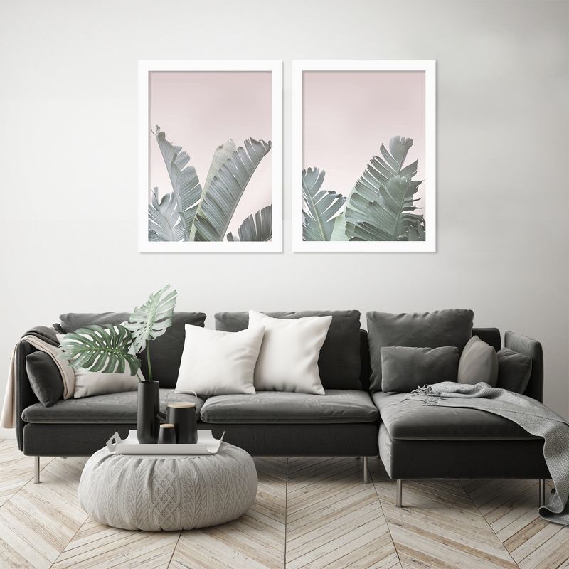 Americanflat Botanical (Set Of 2) Blush Pink Tropical Leaves By Tanya Shumkina Wall Art Set, 5 of 8