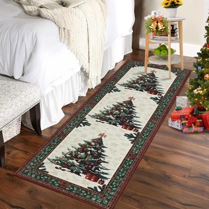 GustoWave  Washable Christmas Tree Floor Area Rug, Low Pile for Bedroom Living Room - 1 of 4
