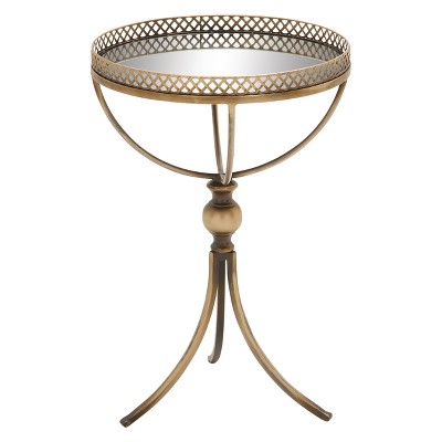 Metal and Glass Round Pedestal Table Gold - Olivia & May