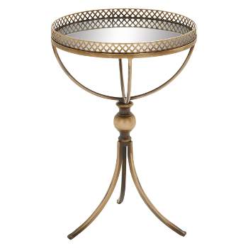 Metal and Glass Round Pedestal Table Gold - Olivia & May