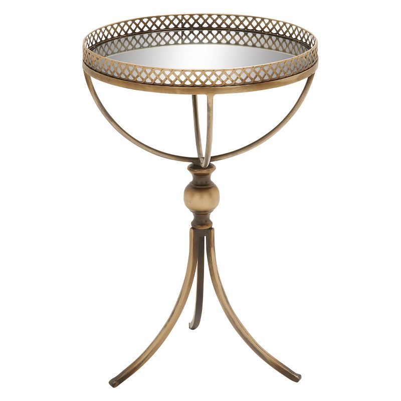 Metal and Glass Round Pedestal Table Gold - Olivia & May, 1 of 21