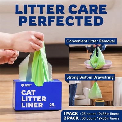 Panther Armor Compostable Cat Litter Liners with Drawstring, 25 Count