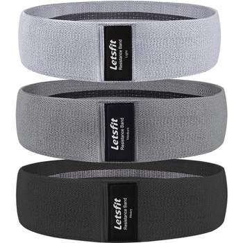 Letsfit Booty Bands, Resistance Bands Set for Legs Exercise Bands - 3pack - JSD05 - Black/Gray - M