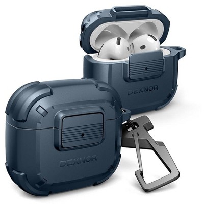 Dexnor for AirPods 4 Case with Drop-Proof Lock, Shockproof Rugged Bumper Cases Protective Cover with Carabiner & Keyring & Cleaner Kit