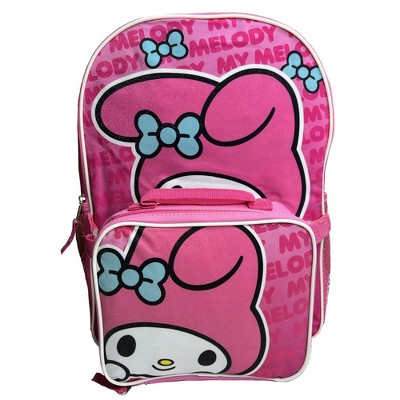 My Melody 16" Pink School Backpack with a Rectangular Lunch Bag Attached