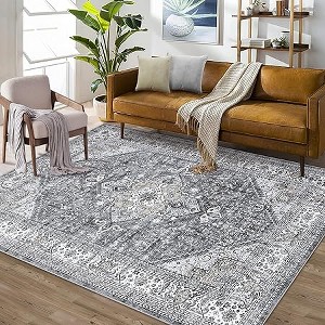 Washable Rug Large Area Rug Soft Non-Slip Backing Stain Resistant Low Pile Vintage Floor Carpet for Bedroom Dining Room - 1 of 4