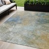 Khaki And Navy Blue Abstract Washable Indoor Outdoor Area Rug - 2 of 4