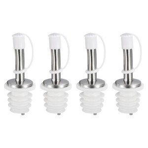 Unique Bargains Bar Supplies Oil Vinegar Dispenser Wine Stainless Steel Bottle Pourers 4 Pcs - 1 of 4