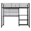 TIRAMISUBEST Twin/Full Size Loft Bed with Bulit-in Desk and Whiteboard, Metal Loft Bedframe with 3 Storage Shelves and Ladder for Kids - 4 of 4